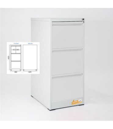 CLASSIFICATORI PER DOCUMENTI IN METALLO 46X102X62 - CASSETTI CON SERRATURA YALE GRIGIO BLU ARANCIONE