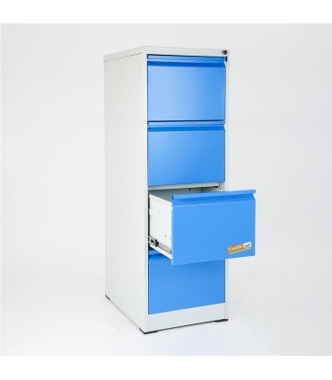 CLASSIFICATORI PER DOCUMENTI IN METALLO 46X132X62  4 CASSETTI CON SERRATURA YALE GRIGIO BLU ARANCIONE