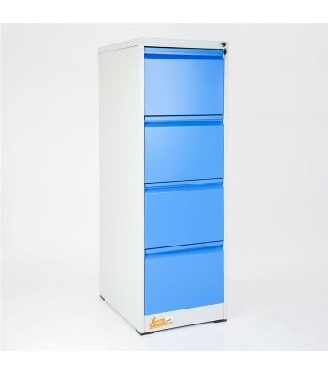 CLASSIFICATORI PER DOCUMENTI IN METALLO 46X132X62  4 CASSETTI CON SERRATURA YALE GRIGIO BLU ARANCIONE