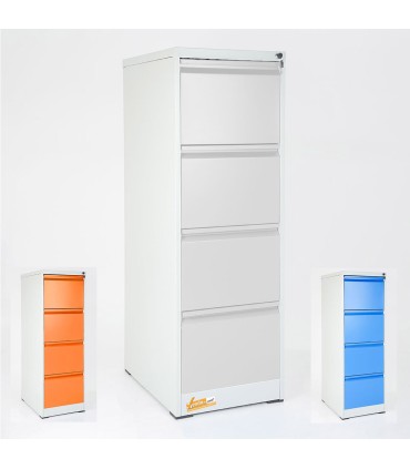 CLASSIFICATORI PER DOCUMENTI IN METALLO 46X132X62  4 CASSETTI CON SERRATURA YALE GRIGIO BLU ARANCIONE