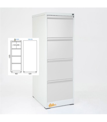 CLASSIFICATORI PER DOCUMENTI IN METALLO 46X132X62  4 CASSETTI CON SERRATURA YALE GRIGIO BLU ARANCIONE