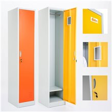 ARMADIETTI SPOGLIATOIO IN METALLO 38X180X42 - 1 ANTA FINITURE GRIGIO BLU ARANCIONE GIALLO VERDE