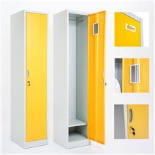 ARMADIETTI SPOGLIATOIO IN METALLO 38X180X42 - 1 ANTA FINITURE GRIGIO BLU ARANCIONE GIALLO VERDE