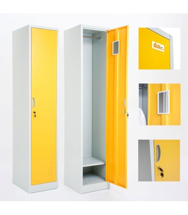 ARMADIETTI SPOGLIATOIO IN METALLO 38X180X42 - 1 ANTA FINITURE GRIGIO BLU ARANCIONE GIALLO VERDE