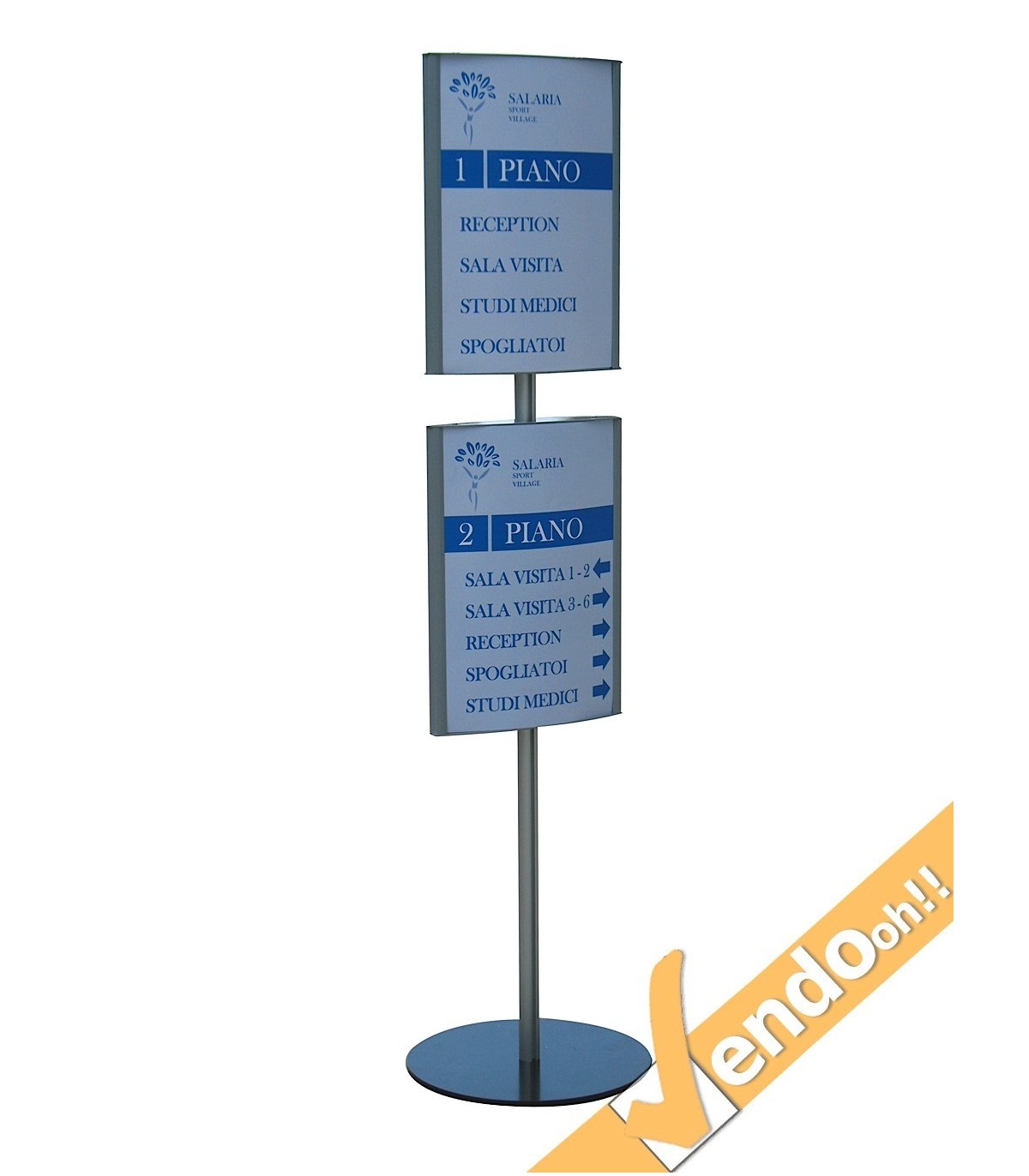 TOTEM PUBBLICITARIO ESPOSITORE DA TERRA BIFACCIALE 2 PORTA COMUNICAZIONI AVVISI