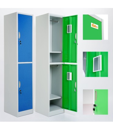 ARMADIETTI SPOGLIATOIO IN METALLO 38X180X42 - 2 ANTE SOVRAPPOSTE GRIGIO BLU ARANCIONE GIALLO VERDE