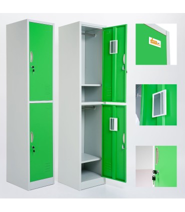 ARMADIETTI SPOGLIATOIO IN METALLO 38X180X42 - 2 ANTE SOVRAPPOSTE GRIGIO BLU ARANCIONE GIALLO VERDE