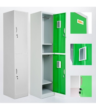 ARMADIETTI SPOGLIATOIO IN METALLO 38X180X42 - 2 ANTE SOVRAPPOSTE GRIGIO BLU ARANCIONE GIALLO VERDE