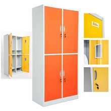 ARMADIETTI SPOGLIATOIO IN METALLO 85X180X42 - 4 ANTE SOVRAPPOSTE GRIGIO BLU ARANCIONE GIALLO VERDE