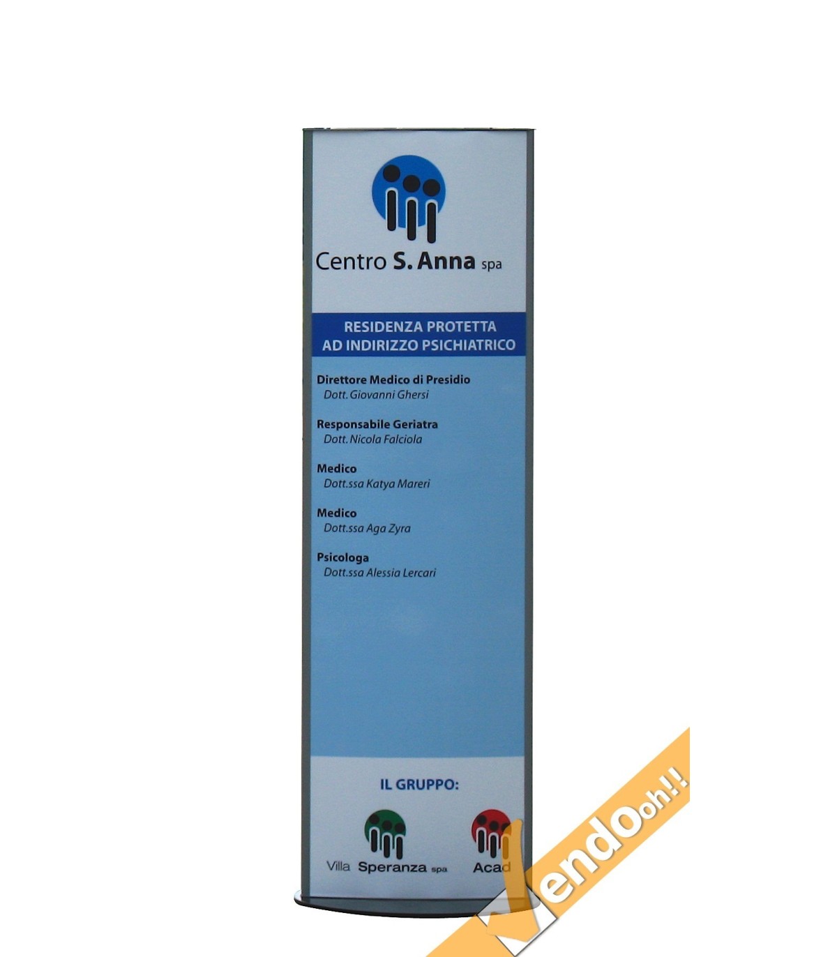 TOTEM PUBBLICITARIO ESPOSITORE DA TERRA BIFACCIALE COMUNICAZIONI E INDICAZIONI