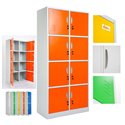 ARMADIETTI SPOGLIATOIO IN METALLO 85X180X42 - 8 ANTE SOVRAPPOSTE COLORE GRIGIO BLU ARANCIONE GIALLO VERDE