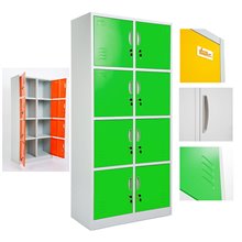 ARMADIETTI SPOGLIATOIO IN METALLO 85X180X42 - 8 ANTE SOVRAPPOSTE COLORE GRIGIO BLU ARANCIONE GIALLO VERDE