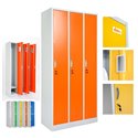 ARMADIETTI SPOGLIATOIO IN METALLO 85X180X42 - 3 ANTE AFFIANCATE FINITURE GRIGIO BLU ARANCIONE GIALLO VERDE
