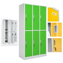 ARMADIETTI SPOGLIATOIO IN METALLO 90X180X42 - 6 ANTE SOVRAPPOSTE FINITURE GRIGIO BLU ARANCIONE GIALLO VERDE