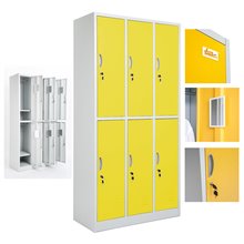 ARMADIETTI SPOGLIATOIO IN METALLO 90X180X42 - 6 ANTE SOVRAPPOSTE FINITURE GRIGIO BLU ARANCIONE GIALLO VERDE