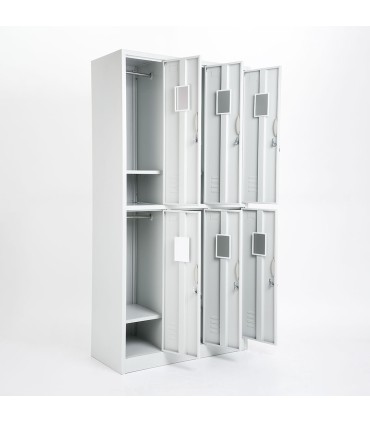 ARMADIETTI SPOGLIATOIO IN METALLO 90X180X42 - 6 ANTE SOVRAPPOSTE FINITURE GRIGIO BLU ARANCIONE GIALLO VERDE