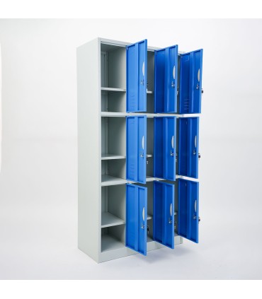 ARMADIETTI SPOGLIATOIO IN METALLO 90X180X42 - 9 ANTE SOVRAPPOSTE FINITURE GRIGIO BLU ARANCIONE GIALLO VERDE