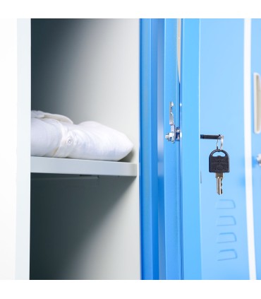 ARMADIETTI SPOGLIATOIO IN METALLO 90X180X42 - 9 ANTE SOVRAPPOSTE FINITURE GRIGIO BLU ARANCIONE GIALLO VERDE