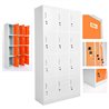 ARMADIETTI SPOGLIATOIO IN METALLO 90X180X42 - 12 ANTE SOVRAPPOSTE FINITURE GRIGIO BLU ARANCIONE GIALLO VERDE
