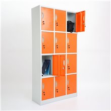 ARMADIETTI SPOGLIATOIO IN METALLO 90X180X42 - 12 ANTE SOVRAPPOSTE FINITURE GRIGIO BLU ARANCIONE GIALLO VERDE