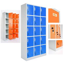 ARMADIETTI SPOGLIATOIO IN METALLO 90X180X42 - 15 ANTE SOVRAPPOSTE FINITURE GRIGIO BLU ARANCIONE GIALLO VERDE