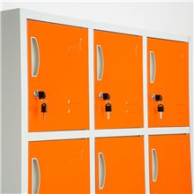 ARMADIETTI SPOGLIATOIO IN METALLO 90X180X42 - 15 ANTE SOVRAPPOSTE FINITURE GRIGIO BLU ARANCIONE GIALLO VERDE