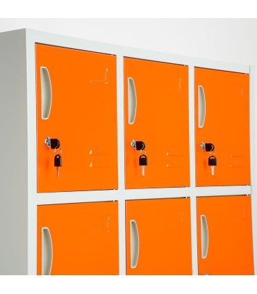 ARMADIETTI SPOGLIATOIO IN METALLO 90X180X42 - 15 ANTE SOVRAPPOSTE FINITURE GRIGIO BLU ARANCIONE GIALLO VERDE