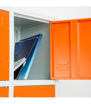 ARMADIETTI SPOGLIATOIO IN METALLO 90X180X42 - 15 ANTE SOVRAPPOSTE FINITURE GRIGIO BLU ARANCIONE GIALLO VERDE