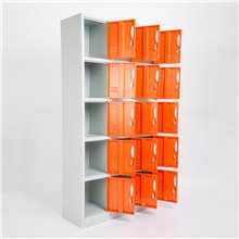 ARMADIETTI SPOGLIATOIO IN METALLO 90X180X42 - 15 ANTE SOVRAPPOSTE FINITURE GRIGIO BLU ARANCIONE GIALLO VERDE