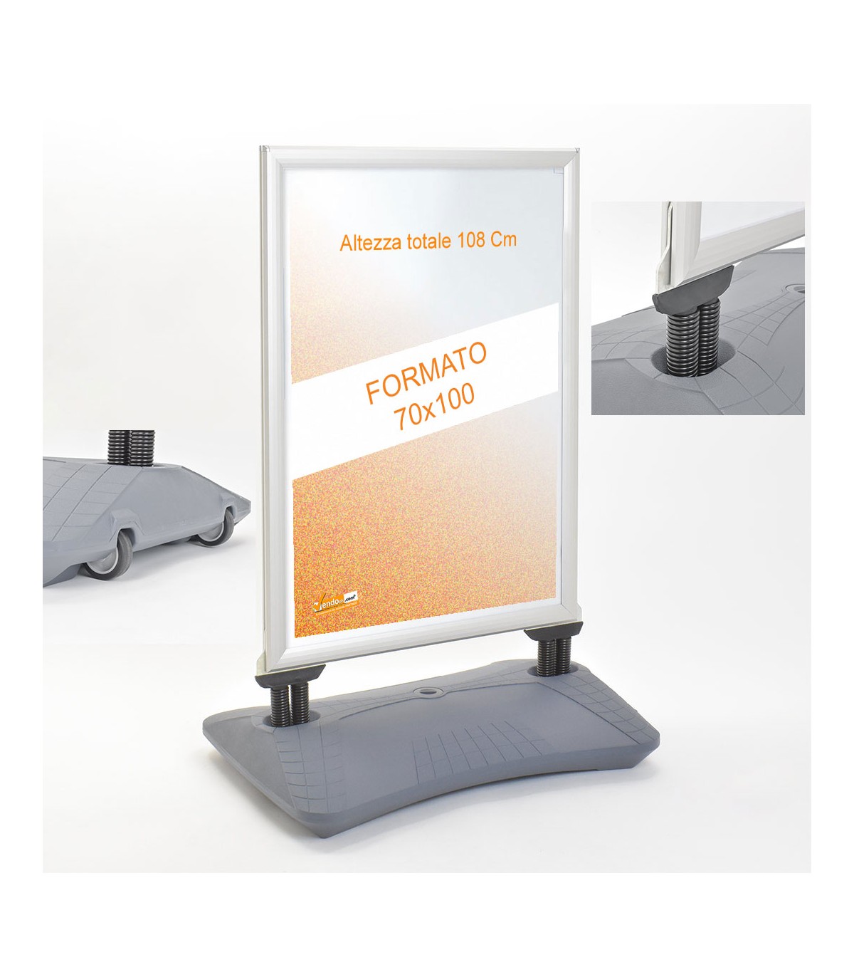 ESPOSITORE PUBBLICITARIO A CAVALETTO BIFACCIALE ANTI VENTO CON ZAVORRA 70X100 CON CORNICI A SCATTO