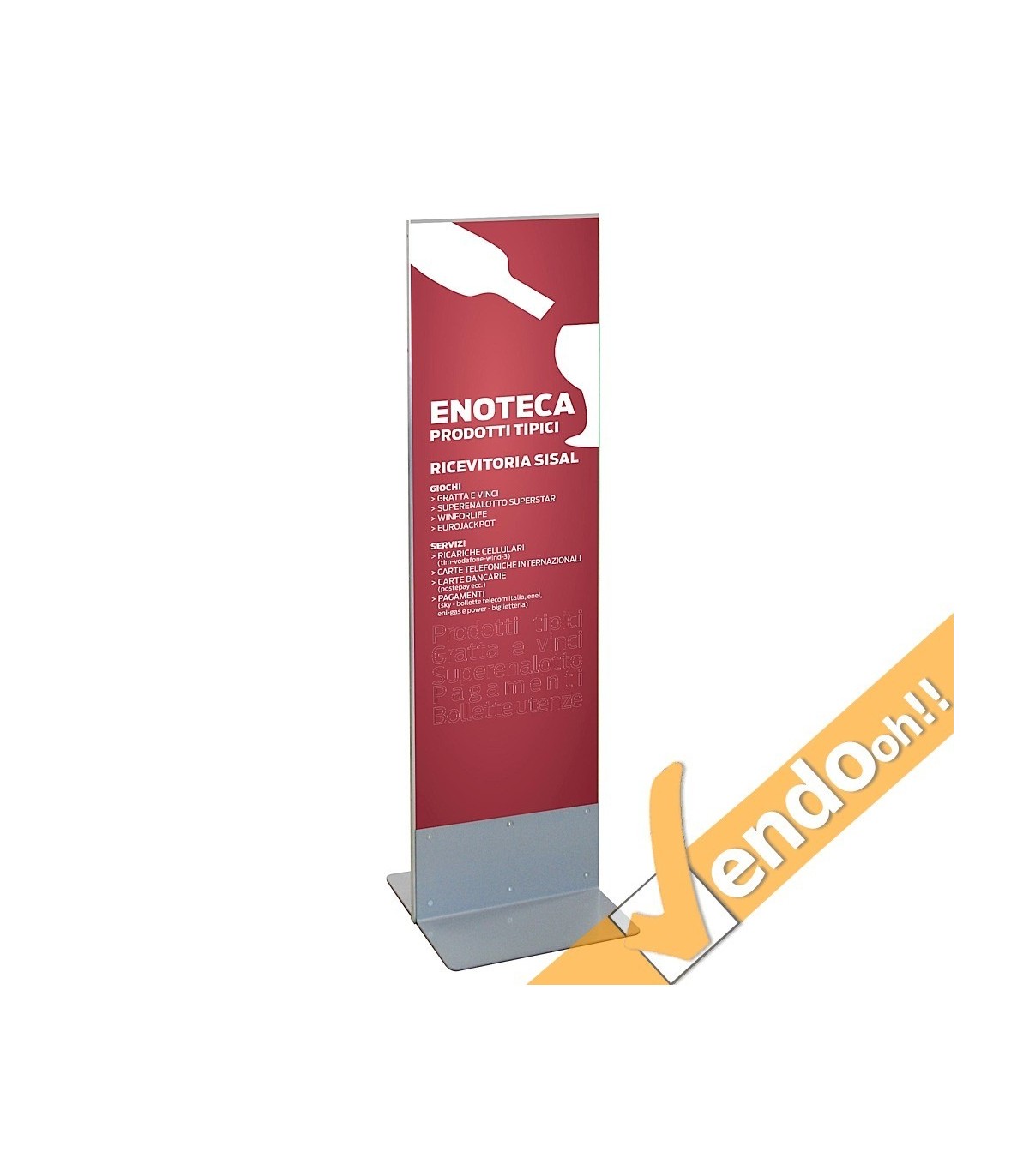 TOTEM ESPOSITORE BIFACCIALE PUBBLICITA INFORMAZIONE COMUNICAZIONE GRAFICA 42X156