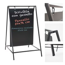 CAVALLETTO PUBBLICITARIO BIFACCIALE PANNELLI NERI MAGNETICI SCRIVIBILI 60X90