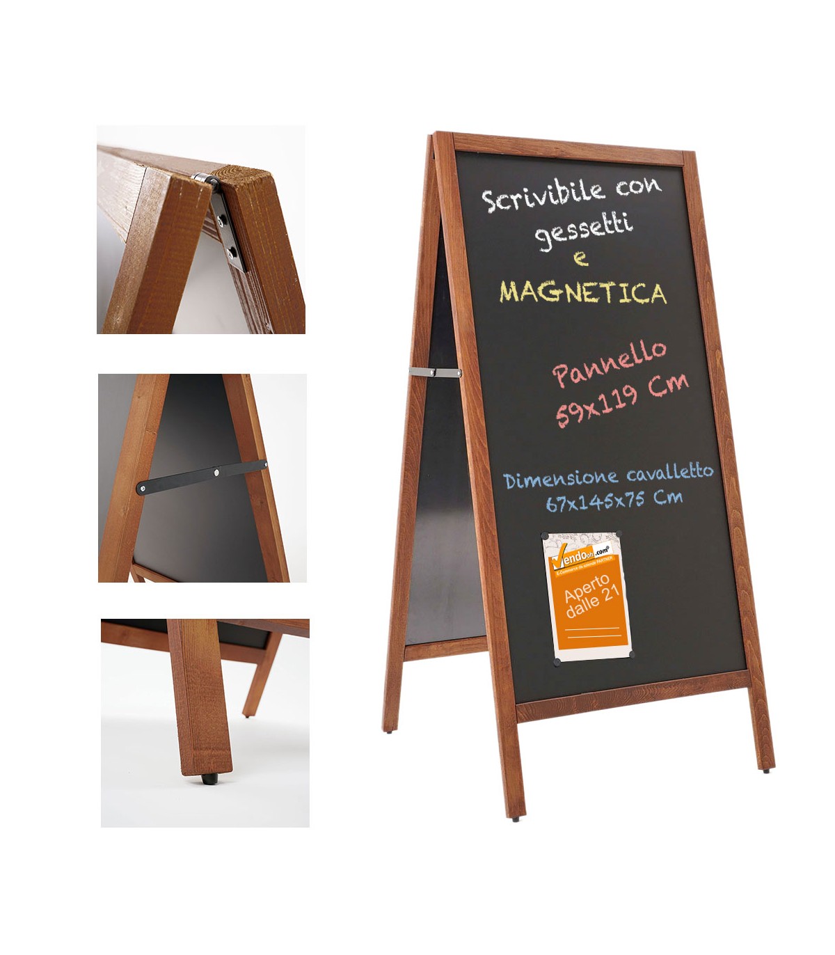 ESPOSITORE CAVALLETTO LAVAGNA IN LEGNO PER GESSI GESSETTI MENU' BAR RISTORANTE