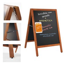 ESPOSITORE CAVALLETTO LAVAGNA IN LEGNO PER GESSI GESSETTI MENU' BAR RISTORANTE