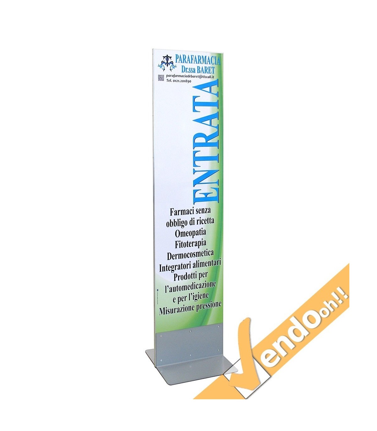 TOTEM ESPOSITORE BIFACCIALE PUBBLICITA INFORMAZIONE COMUNICAZIONE GRAFICA 42X200