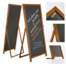 ESPOSITORE CAVALLETTO MONOFACCIALE CORNICE IN LEGNO CON LAVAGNA NERA MAGNETICA SCRIVIBIILE CON GESSI GESSETTI 