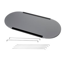 BANCHETTO DESK PROMOZIONALE PORTATILE OVALE CON VALIGIA GRAFICA PERSONALIZZABILE INTERCAMBIABILE STAND FIERA EXPO