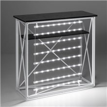 BANCHETTO DESK PROMOZIONALE PORTATILE ILLUMINAZIONE A LED CON TROLLEY GRAFICA PERSONALIZZABILE STAND FIERA EXPO