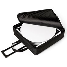 VETRINA ESPOSITORE BANCHETTO CILINDRICO DESK PORTATILE PIEGHEVOLE MONTAGGIO RAPIDO GRAFICA PERSONALIZZABILE CON TROLLEY