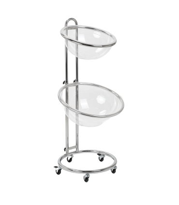 BANCARELLA MOBILE CARELLATA CON RUOTE DOPPIA CESTA ESPOSITORE IN METALLO DA PAVIMENTO DA TERRA 2 CESTE CESTONI TRASPARENTI