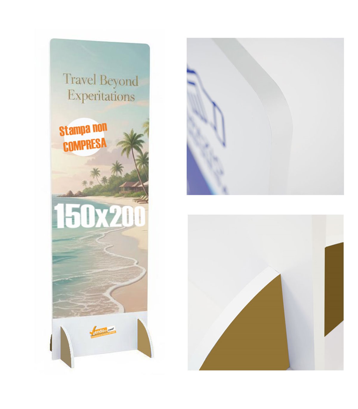 TOTEM ESPOSITORE BIFACCIALE IN PANNELO SANDWICH 150X200 CM LEGGERO E PERSONALIZZABILE CON O SENZA STAMPA