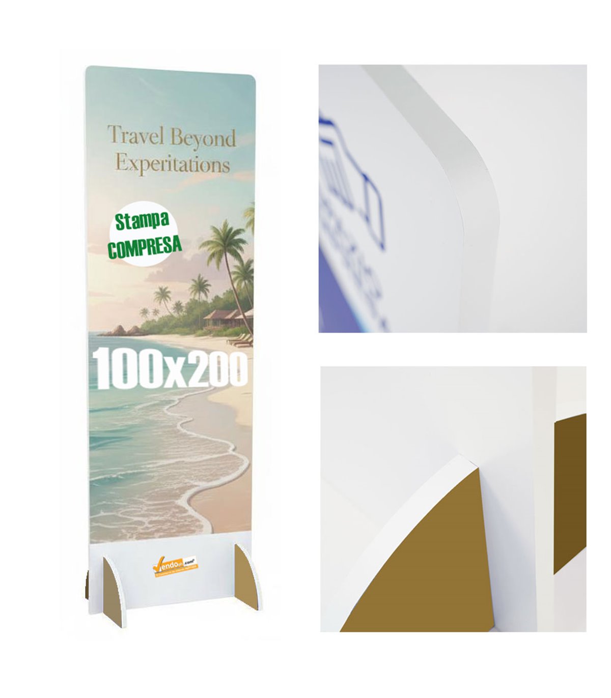TOTEM ESPOSITORE BIFACCIALE IN PANNELO SANDWICH 100X200 CM LEGGERO E PERSONALIZZABILE CON O SENZA STAMPA