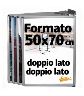 Espositore a Libro da Parete Bifacciale B2 50x70 con 12 Cornici a Scatto Silver albo pretorio da muro