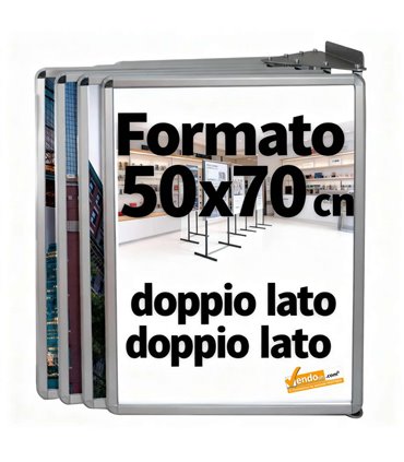 Espositore a Libro da Parete Bifacciale B2 50x70 con 12 Cornici a Scatto Silver albo pretorio da muro