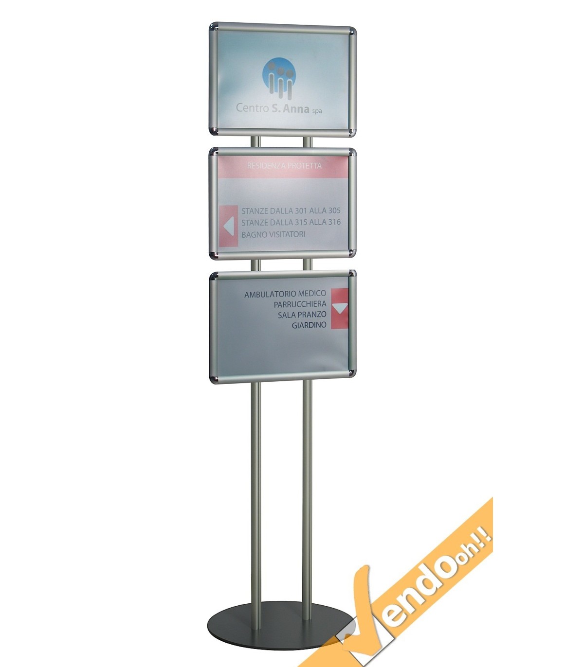 ESPOSITORE CAVALLETTO PUBBLICITARIO A PIANTANA 6 CORNICI ESPOSITIVE A3 X GRAFICA