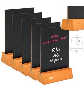 5 LAVAGNE DA BANCO TAVOLO FORMATO A6 BIFACCIALE SCRIVIBILE CON BASE IN LEGNO PER RISTORANTI BAR BIRRERIA PANINOTECA