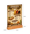 5 PZ PORTA AVVISI DA TAVOLO FORMATO A4 BANCO TRASPARENTE BIFACCIALE BASE IN LEGNO TASCA IN ACRILICO BAR PUB PANINOTECA BIRRERIA