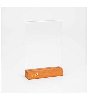 5 PZ PORTA AVVISI DA TAVOLO FORMATO A5 BANCO TRASPARENTE BIFACCIALE BASE IN LEGNO TASCA IN ACRILICO BAR PUB PANINOTECA BIRRERIA