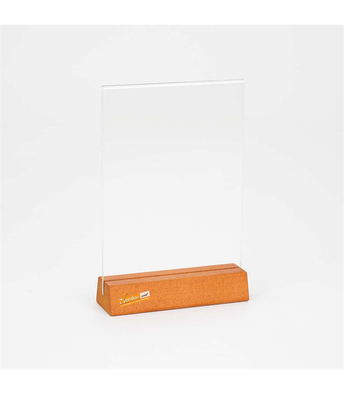 5 PZ PORTA AVVISI DA TAVOLO FORMATO A5 BANCO TRASPARENTE BIFACCIALE BASE IN LEGNO TASCA IN ACRILICO BAR PUB PANINOTECA BIRRERIA