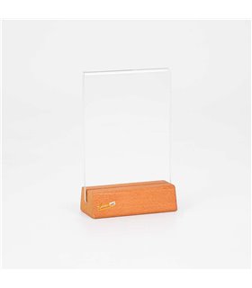 5 PZ PORTA AVVISI DA TAVOLO FORMATO A6 BANCO TRASPARENTE BIFACCIALE BASE IN LEGNO TASCA IN ACRILICO BAR PUB PANINOTECA BIRRERIA